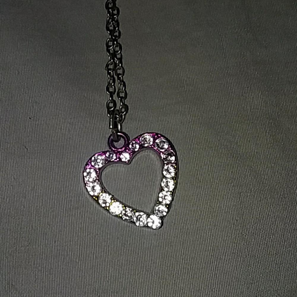 Heart pink to blue necklace